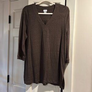 Chicos 3/4 length sleeve tunic in espresso Size 2 (12-14)